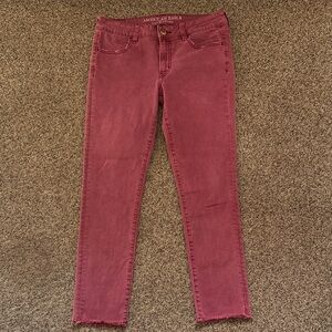 American Eagle Outfitters Women's Dark Red jegging crop size 8